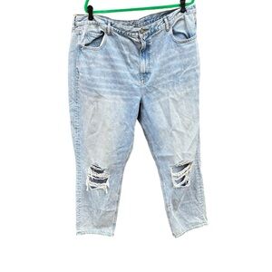 American Eagle Outfitters Plus 22 Long Jeans Light Blue Denim Distressed
